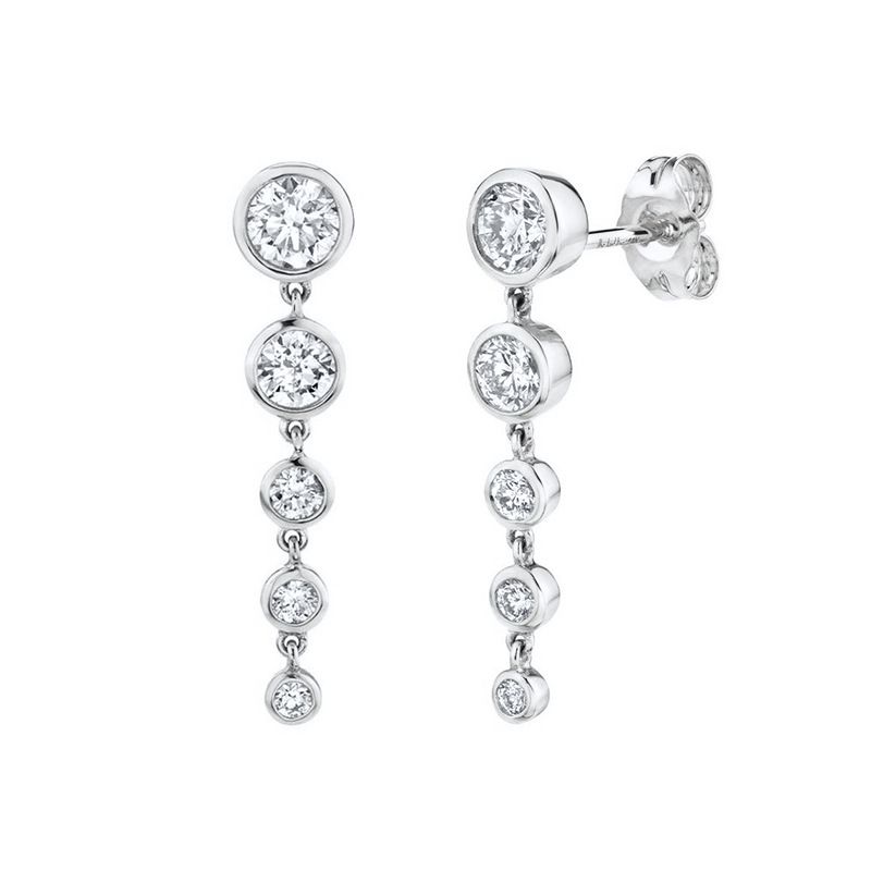 Women's Jewelry S925 Silver Needle Chain With Diamond Earrings And Earrings Creative And Versatile Simple Zircon Micro Inlaid Earring Accessories_ipsvogv.com