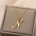 new uppercase A Z stainless steel 26 English letters necklace melon seed clasp real gold plated men's necklace_ipsvogv.com