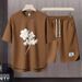 Men's Clothing 2024 Waffle Casual Summer Suit Men's Loose Teen Short sleeved T shirt Shorts Handsome Two piece Suit_ipsvogv.com