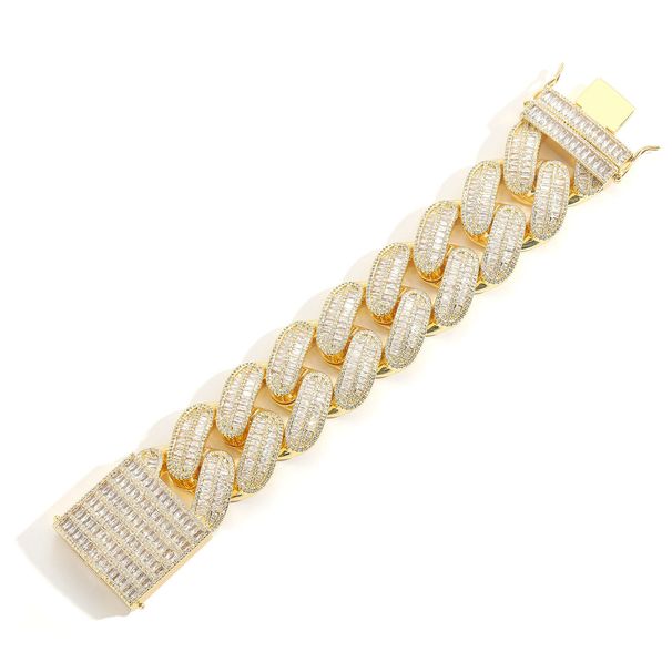 Unisex Hip Hop 40mm Men's Large Cuban Chain Full Of Zircon T Square Zircon Real Gold Electroplated Hip Hop Punk Personality Bracelet_ipsvogv.com