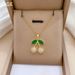 【 Titanium Steel 】 Green Leaf Cherry Necklace Earring Light Luxury Micro Inlay Personalized Temperament Banquet_ipsvogv.com