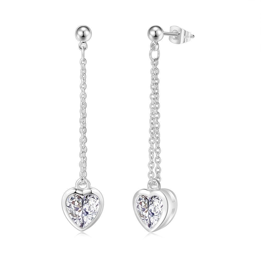 Women’s Jewelry Set Fashion simple heart shaped zircon pendant necklace earrings for women Gold plated love engagement jewelry set_ipsvogv.com