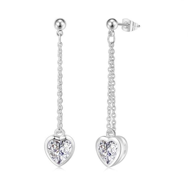 Women’s Jewelry Set Fashion simple heart shaped zircon pendant necklace earrings for women Gold plated love engagement jewelry set_ipsvogv.com