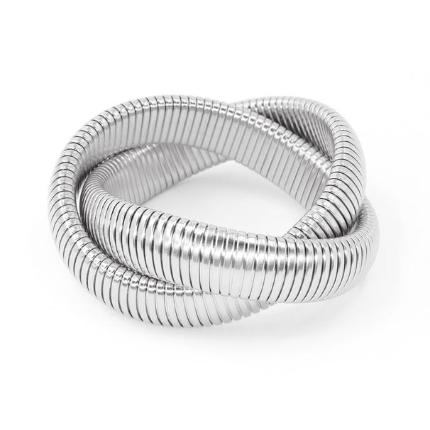 Women's Jewelry Simple Stainless Steel Elastic Double Ring Bracelet Snake Shaped Titanium Steel Bracelet K Gold Electroplated Jewelry_ipsvogv.com