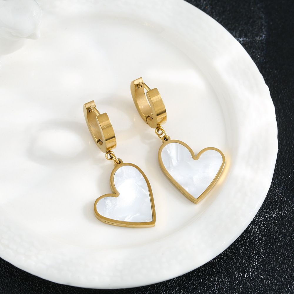 Minimalist titanium steel earrings for women, color retention for new style shells, great love for stainless steel_ipsvogv.com