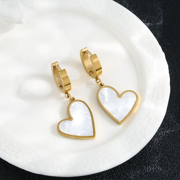 Minimalist titanium steel earrings for women, color retention for new style shells, great love for stainless steel_ipsvogv.com