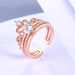 Fashion Crown Detachable Open Ring Rose Gold Plated Zircon_ipsvogv.com