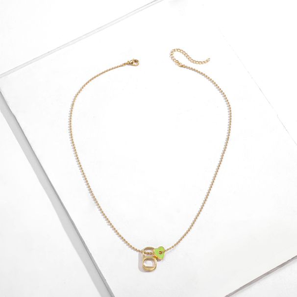 Fashion Simple Multi Color Alloy Oil Drop Love Pendant Can Pull Ring Necklace Clavicle Chain_ipsvogv.com