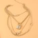 Jewelry Gold Pin Necklace Alloy Dice Lock Pendant Multi Layer Necklace_ipsvogv.com