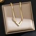 Network Red Titanium Steel V-shaped Necklace Light Luxury High Grade V-neck Flat Snake Bone Chain Collar Chain Colorless_ipsvogv.com
