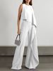 Women's Clothing solid color fashion temperament vest high waist wide leg pants women's irregular zipper jumpsuit _ipsvogv.com