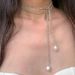 Silver White Lace Pearl Long Necklace Minimalist Style High-end Versatile Niche Design Simple Wrapped Clavicle Chain_ipsvogv.com