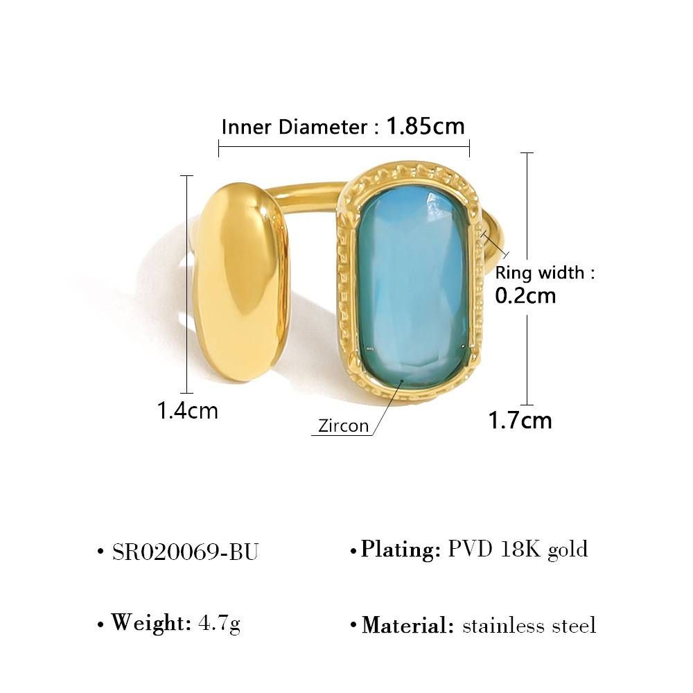 Gold Retro Luxury AAA Colored Zircon Adjustable Stainless Steel Ring For Women Fashion Gift_ipsvogv.com