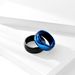 Curved rotatable titanium steel men's ring dark blue bright black rotating decompression trendy ring bracelet_ipsvogv.com