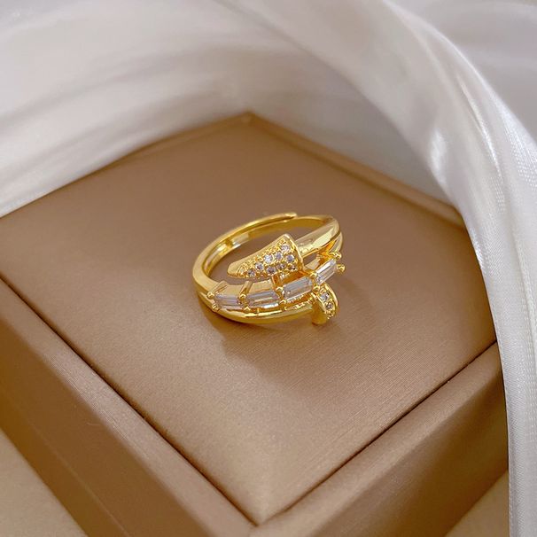 【 Real Gold Plating 】 Open Nail Children's Fashion Micro Inlay Light Luxury Index Finger Ring With Internet Red And Cool_ipsvogv.com