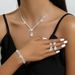 Three-Piece Combination Diamond-Studded Water Drop Bracelet Necklace Earrings Set Fashion Bridal Wedding Jewelry_ipsvogv.com
