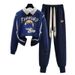 Women's Clothing Casual suit & archer & Spring 2024 loose simple printed POLO collar splicing sweatshirt sweatpants two piece suit trendy_ipsvogv.com