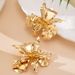 Exaggerated Temperament Metallic Large Flower For Women, Internet Celebrity Style, Unique Street Fashion Floral Earrings_ipsvogv.com