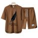 Men's Clothing 2024 Waffle Casual Summer Suit Men's Loose Teen Short sleeved T shirt Shorts Handsome Two piece Suit_ipsvogv.com