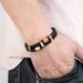 Punk woven stainless steel charm men's leather rope bracelet jewelry_ipsvogv.com