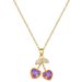 【 Titanium Steel 】 Necklace Earring Light Luxury Full Diamond Colorful Stone Cherry Personalized Temperament Banquet_ipsvogv.com