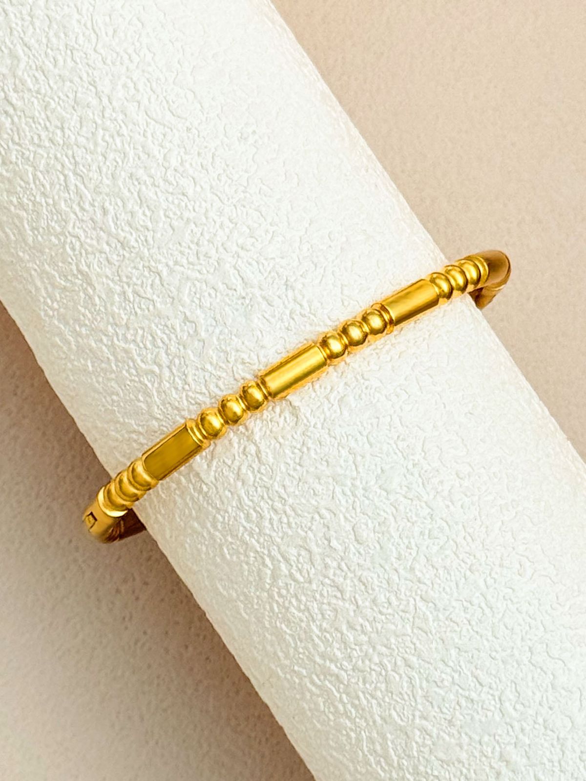 Women's Bracelets Stainless Steel High End Light Luxury Gold Bracelet Bamboo Round Bead Open Bracelet Gold Bangles_ipsvogv.com