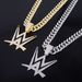 Unisex Popular W Letter Alloy Diamond Pendant Men's Personality Cool Rap Trend Hip Hop Cuban Chain_ipsvogv.com