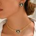 Feng Lady Cuban Chain Earring Set Personalized Love Lion Inlaid Diamond Design Earrings Long Necklace_ipsvogv.com