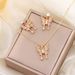Jewelry niche design diamond butterfly necklace earrings two-piece fashion accessories_ipsvogv.com