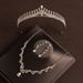 Crown headdress three piece set simple champagne princess birthday headband necklace earrings bride wedding dress evening dress jewelry_ipsvogv.com