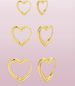 Women’s Jewelry Set Fashion Hot Sale Real Gold Brass Electroplating Simple And Versatile Golden Heart Shaped Three Piece Earrings And Ear Buckles_ipsvogv.com