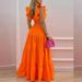 Women's Solid Color Mid-Waist Two Piece Set Sexy Strap Trendy Dress Spring/Summer Casual Ankle-Length Straight Skirt_ipsvogv.com