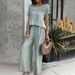 women's clothing spring and summer casual fashion solid color short-sleeved trousers suit_ipsvogv.com