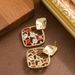 Korean Version Exquisite Fashionable Diamond Studded Colored Zircon Geometric Square For Women With A Sense Of Luxury_ipsvogv.com