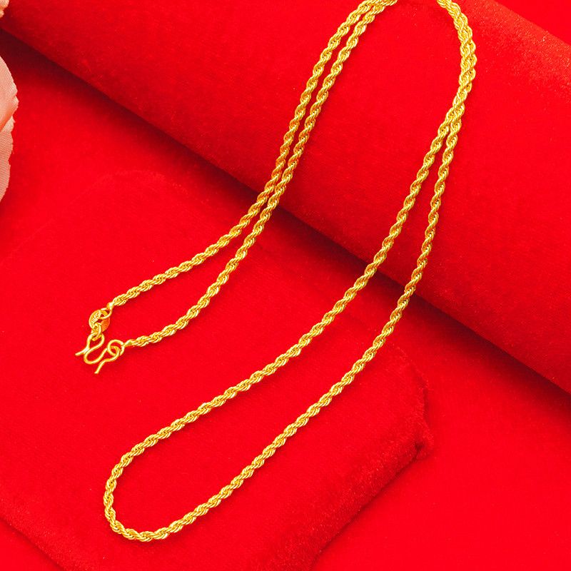 Vietnam Sand Couple Necklace 2/3/4/5mm Fried Dough Twists Gold Plated Twisted Rope Chain Men's And Women's Necklaces_ipsvogv.com