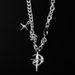 Trendy men's hip-hop titanium steel splicing star cross necklace bouncing Di cool collarbone chain accessories_ipsvogv.com