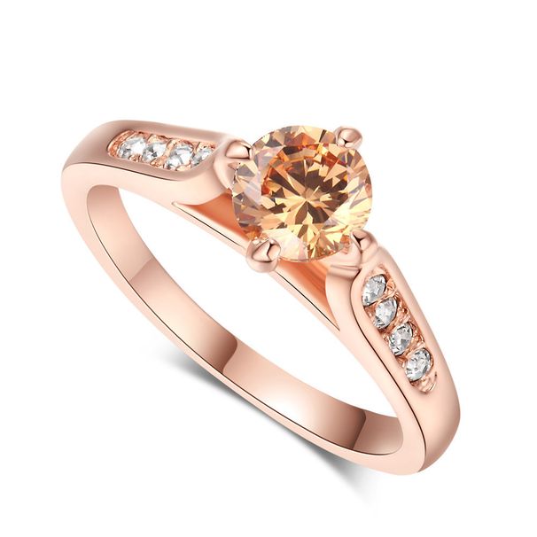 Classic jewelry Korean simple engagement jewelry Zircon rose gold plated women's ring_ipsvogv.com