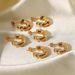 INS Wind Irregular Hammer Pattern Set With Zircon Stone Pearl C-shaped Gold Stainless Steel Earrings_ipsvogv.com