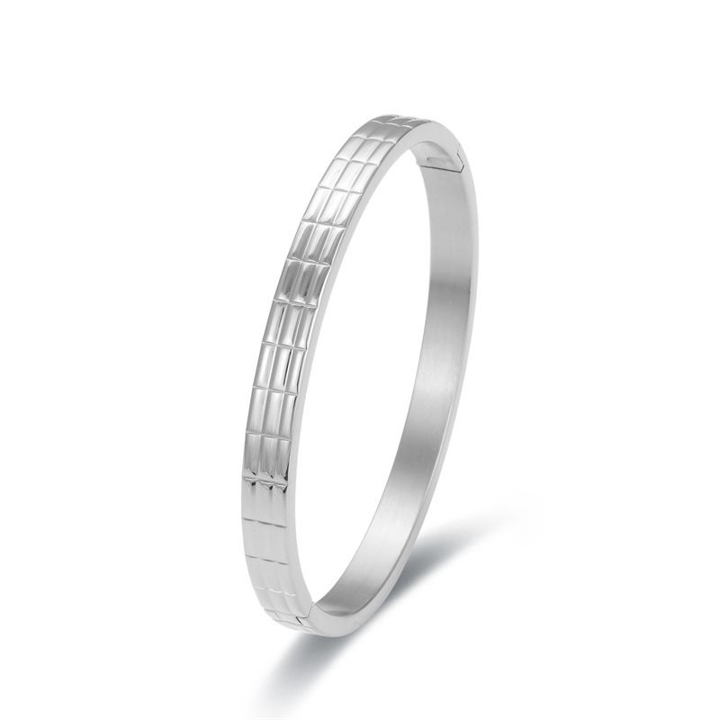 Bangles Titanium Steel Gold And Silver Rose Color Bracelet Stainless Steel Couple Lattice Buckle Open Titanium Steel Bracelet Jewelry_ipsvogv.com
