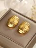 French Vintage INS Stainless Steel Simple Cutout Wer Hammer Exaggerated Style Women's Earrings_ipsvogv.com