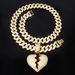 Women’s Jewelry Set Fashion Hip Hop Personality Broken Heart Full Diamond Pendant Necklace HIPHOP Street Dance Accessories Cuban Necklace_ipsvogv.com