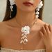 Korean Flower Jewelry Set | Dainty Necklace & Earrings | Fresh Minimalist Design For Women_ipsvogv.com