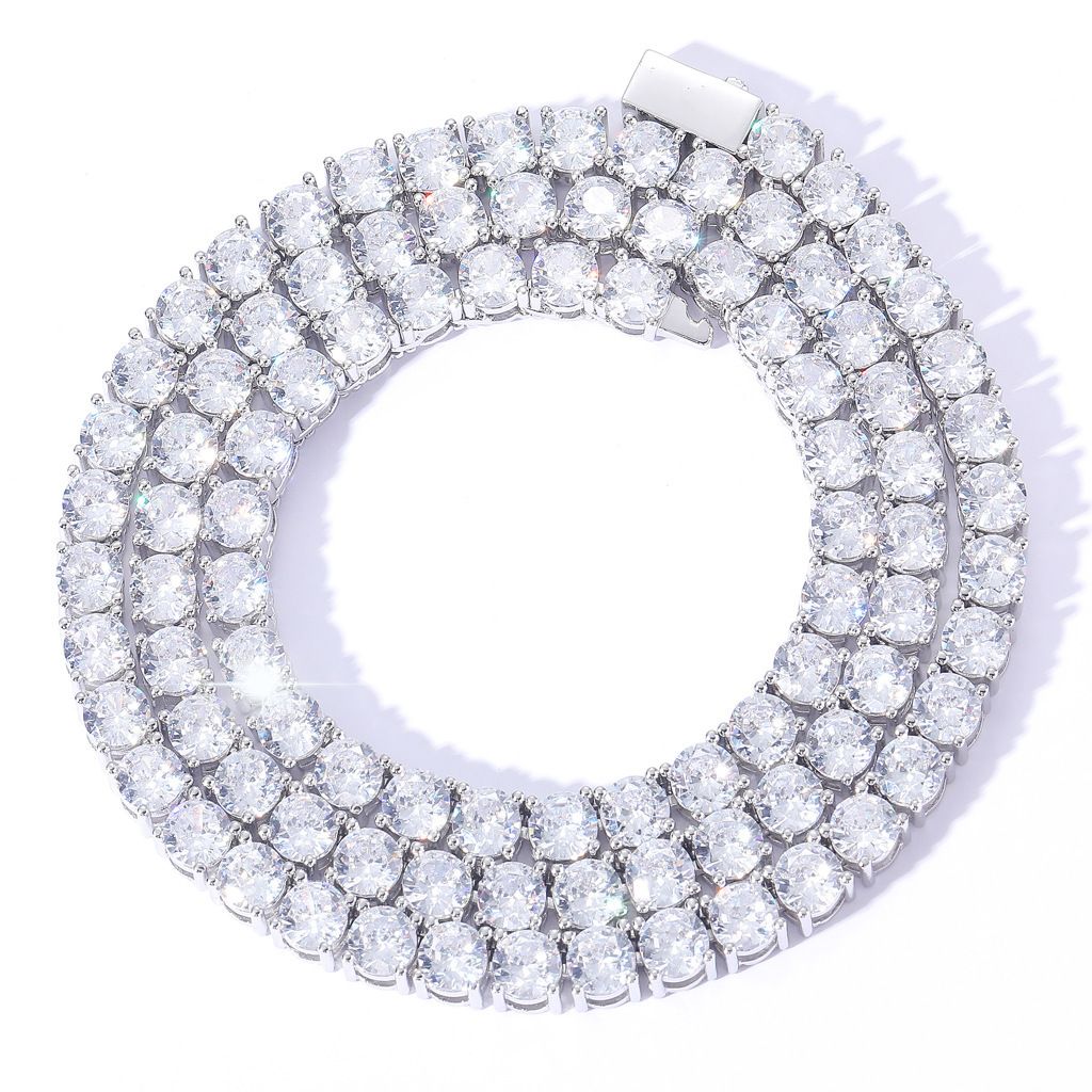Men's Jewelry Necklace Hip Hop 3mm4mm5mm Wide Spring Buckle Hip Hop Tennis Chain Micro Inlaid Single Row Zircon Hip Hop Necklace_ipsvogv.com