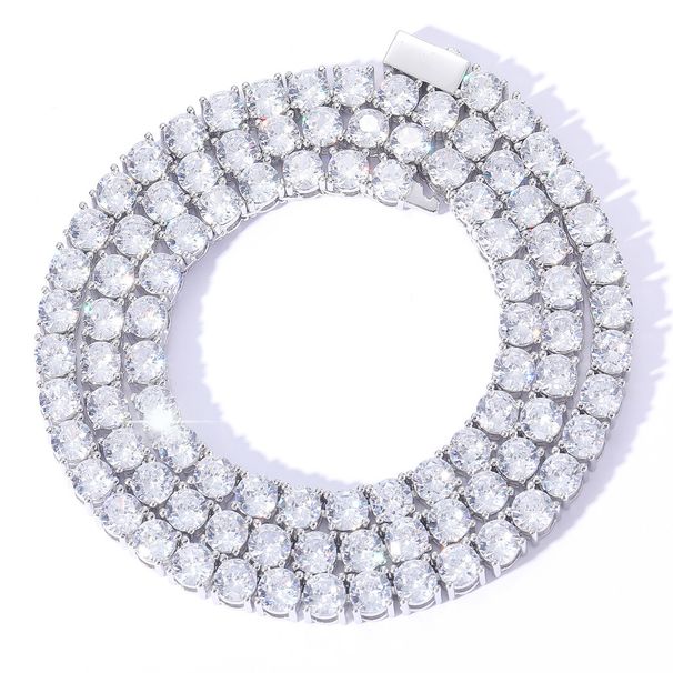 Men's Jewelry Necklace Hip Hop 3mm4mm5mm Wide Spring Buckle Hip Hop Tennis Chain Micro Inlaid Single Row Zircon Hip Hop Necklace_ipsvogv.com