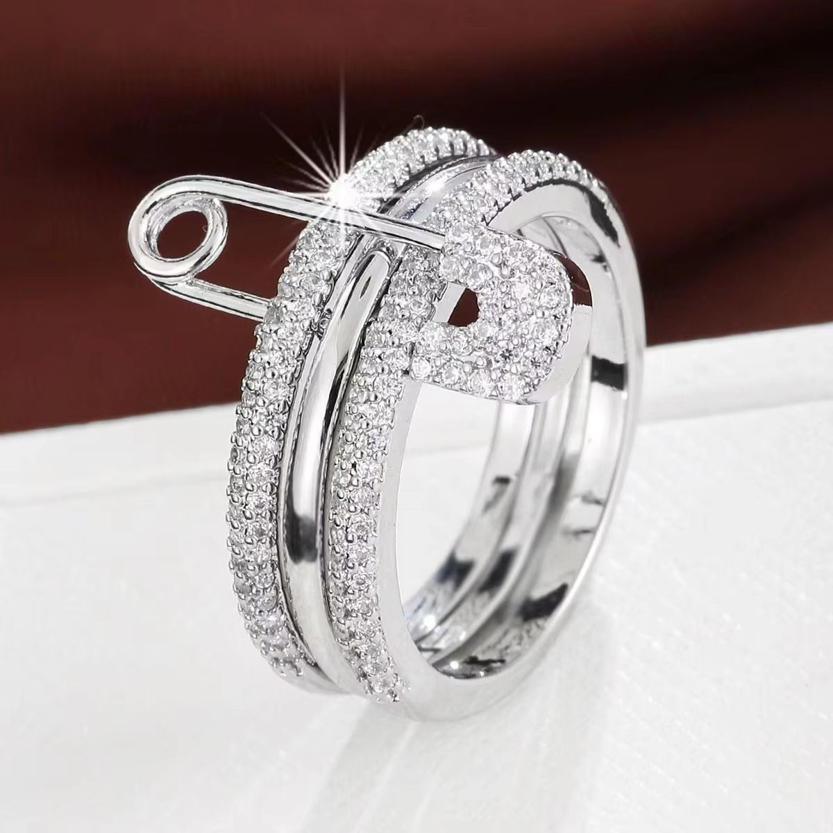 Hot Selling Tricolor Detachable Ring, Women's Personalized Micro Inlaid Zircon Pin Ring_ipsvogv.com