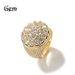 Men's Hip Hop Trendy Copper Material Real Gold Electroplated Flower Diamond Ring Personalized Jewelry_ipsvogv.com