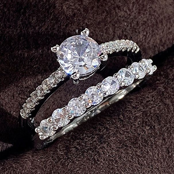 Cao Shi Fashion Simple AAA Zircon Two Piece Set Women's Popular Pair Ring_ipsvogv.com