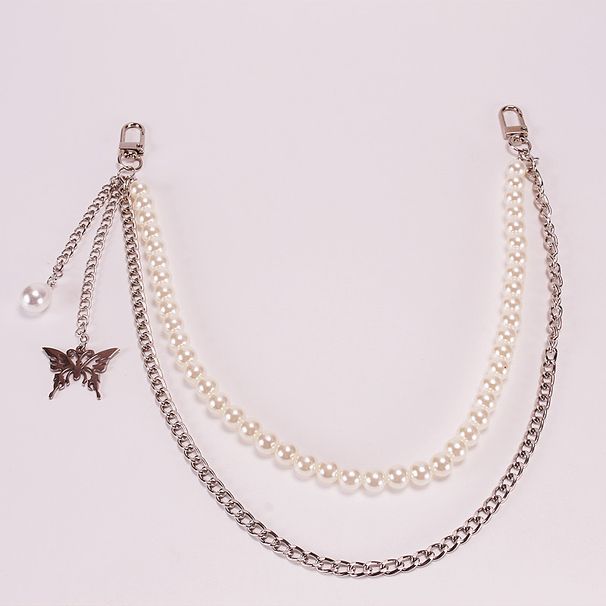 Simple Versatile Stainless Steel Butterfly Waist Accessory With Cool Style Handmade Pearl Bag Decoration And Pants Chain_ipsvogv.com