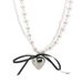 Japanese Korean Sweet Cool Style Black Ribbon Bow Pearl Love Necklace High End, Small And Versatile Double Layer_ipsvogv.com