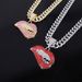 Men’s Jewelry Set Fashion Trendy Personality Lips Inlaid Diamond Single Pendant Men's Domineering Cool Exaggerated Hip Hop Cuban Necklace Accessories_ipsvogv.com